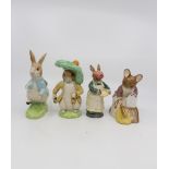 Beswick Beatrix figurines including Peter Rabbit, Benjamin Bunny, Mrs Rabbit Baking,