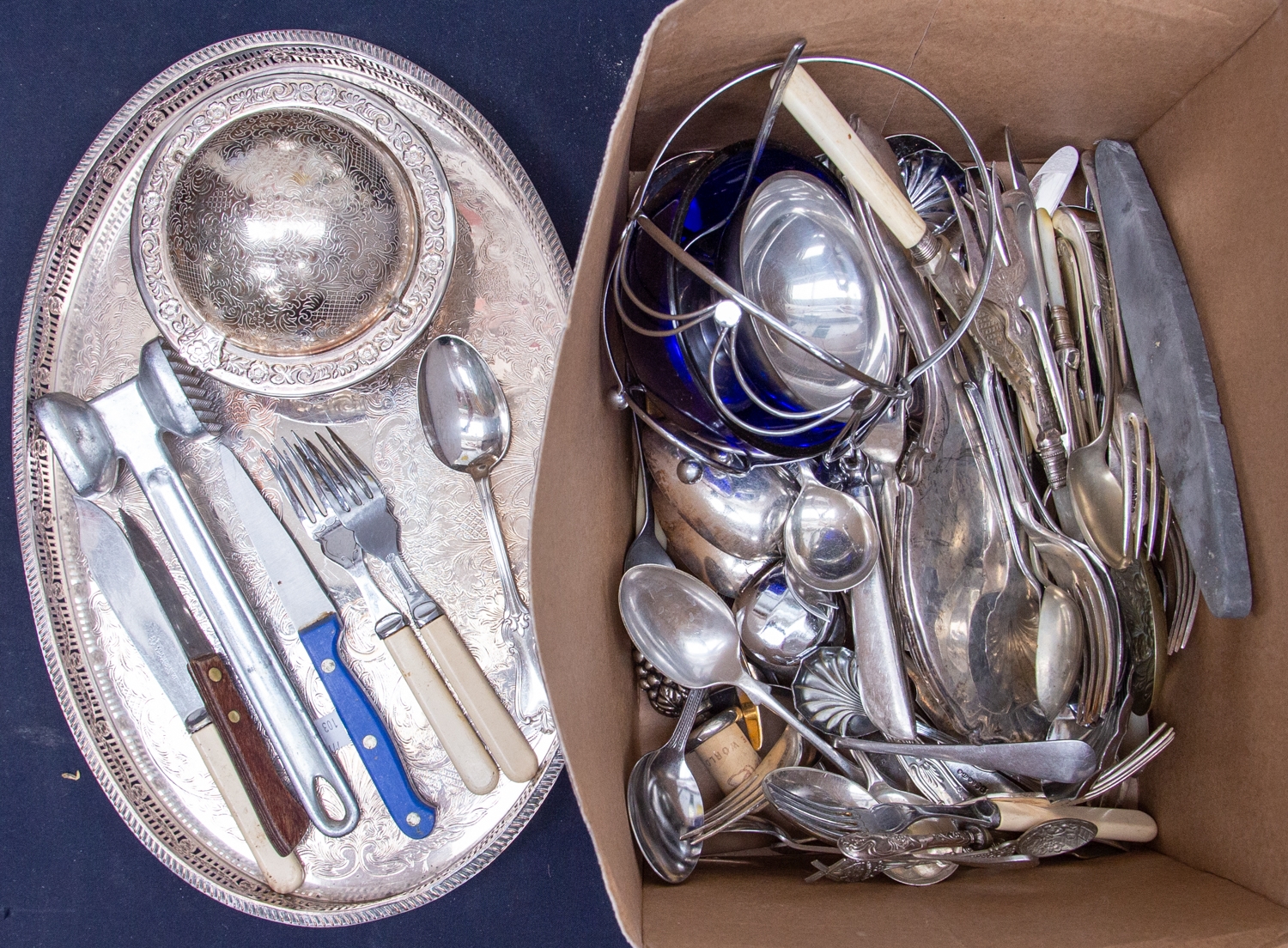 A collection of silver plated flat wares,