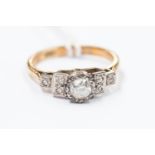 an 18ct gold and diamond solitaire ring, old-cut centre stone approx 0.