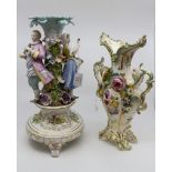 A collection of Continental mainly German porcelain, candelabra stands/candlesticks,