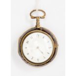 Thomas Glassup of Liverpool, Georgian silver gilt pair case pocket watch, tortoiseshell outer case,