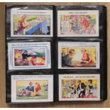 An album containing a collection of vintage colour seaside postcards mainly saucy/naughty seaside