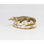 A Royal Crown Derby gold signature edition Crocodile paperweight,