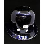 A large cobalt blue Victorian bowler hat shaped lamp shade, provenance; Grandfather of vendor,