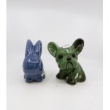 Denby Pottery "Byngo" dog and snub nose rabbit,