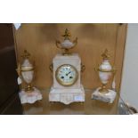 A 19th Century French marble and ormolu mounted garniture de cheminee,