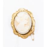 A cameo, unmarked yellow metal, probably 9ct gold, fancy surround, size approx 40 mm x 30 mm,