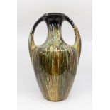 A large Bretby Artware vase, circa early 20th Century, multi green and brown linear glaze,