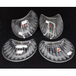 A set of four Lalique glass sweet meat dishes, of shell form, frosted feather decoration,