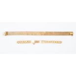 Two 9ct gold bracelets including a fancy link version and an identity bracelet,