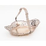 An Edwardian silver shaped oval pierced fruit basket,