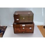 Burr walnut and walnut sewing / writing boxes,