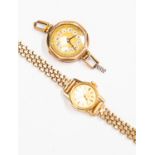 A 9ct gold ladies Roamer bracelet watch, gold tone dial, dial diameter approx 15mm,