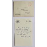 Harold Macmillan, holograph letter on headed paper (Prime Minister, Admiralty House, Whitehall),