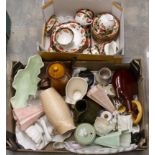 Art Deco wall vases, pair of bakelite stepped candlesticks, Shelley ashtray, jug, Poole pottery,