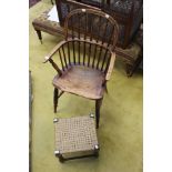 A Windsor chair with stool