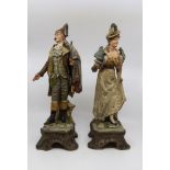 A pair of Austrian figures of a lady and a gentleman,