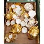 A collection of gold luster tea wares including Royal Worcester and Denry