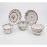 A collection of late 18th Century English porcelain including two teabowls and matching saucers and