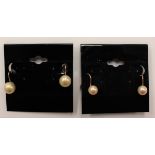 Cultured pearl earrings 9ct gold screws and another pair sterling silver