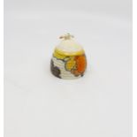 Clarice Cliff for Newport Pottery, a small Orange Autumn beehive honey pot, Bizarre marks, 7.