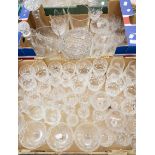 A collection of assorted cut glass to include; decanters, glasses, vases,