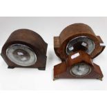 A mahogany mantel clock together with 2 oak mantel clocks.