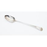 A George III silver old English pattern basting spoon, handle with engraved initials, London 1790,