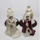 Coalport figurines; two Queen Elizabeth II, the Queen Mother,