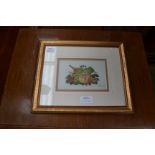 William Rayworth, fruit plaque, signed l.r., watercolour on glass, framed & glazed, 9.5cm by 14.