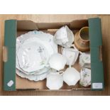 Shelley tea set comprising of six cups, one damaged, six saucers, six plates, one cake plate,