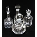 Five contemporary Darlington decanters with stoppers