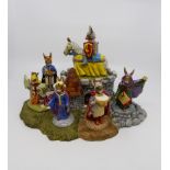 Royal Doulton Bunnykins Arthurian Legend Collection; base, King Arthur, Queen Guinevere,