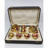 A Royal Worcester cased fruit painted coffee service, signed by a number of artists; Townsend,