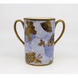 A Royal Worcester Cylindrical Twin Handled Cup, 1878 date code, 11cm diam 15.5cm high.