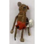 A tinplate and velvet wind up articulated Mickey Mouse key (a/f)