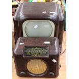 1950/60's bakelite television with matching radio