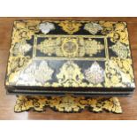 19th Century black laquered papier mache tea caddy