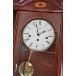 A Hermes mahogany wall clock; a set of brass scales; four Chinese scrolls; a desk set;