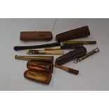 Cheroot and cigar holders, amber, meerscham silver collar, original boxes, ivory,