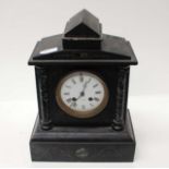 French Victorian black slate clock,