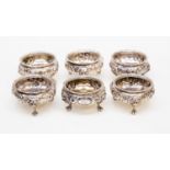 A set of six Victorian silver circular salts,