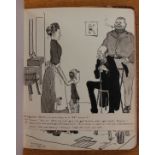 Edwardian album of watercolour sketches and ink drawings, mostly cartoons,