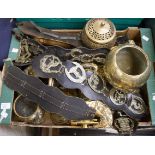 Collection of 19th and early 20th Century brass wares, including horse brasses, censors,