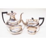 A George VI silver four piece tea/coffee set, Chester 1928, approx 50 ozt,