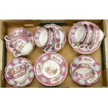 An English breakfast set, Spode/Copeland, retailed by Maple & Co Ltd, London, painted on transfer,