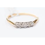 An 18ct gold five-stone diamond ring, total diamond weight approx 0.