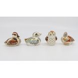 Four Royal Crown Derby paperweights including three exclusive Collectors Guild editions: Duckling,