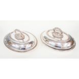 A pair of EPNS entree dishes and covers (with demountable handles (2)