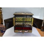 Lacquered Japanese jewellery cabinet with enamelled birds and flowers,